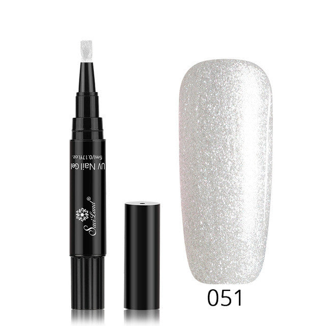 Glitter Gel Nail Art Pen - 3-In-1 Hybrid Polish for Professional Nail Designs