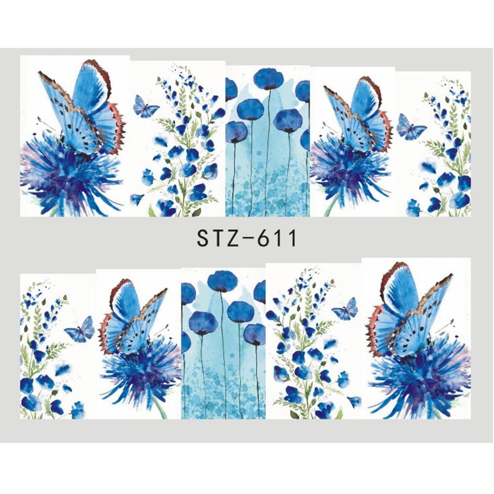 Butterfly and Floral Nail Art Water Transfer Decal Stickers - Creative Manicure Set