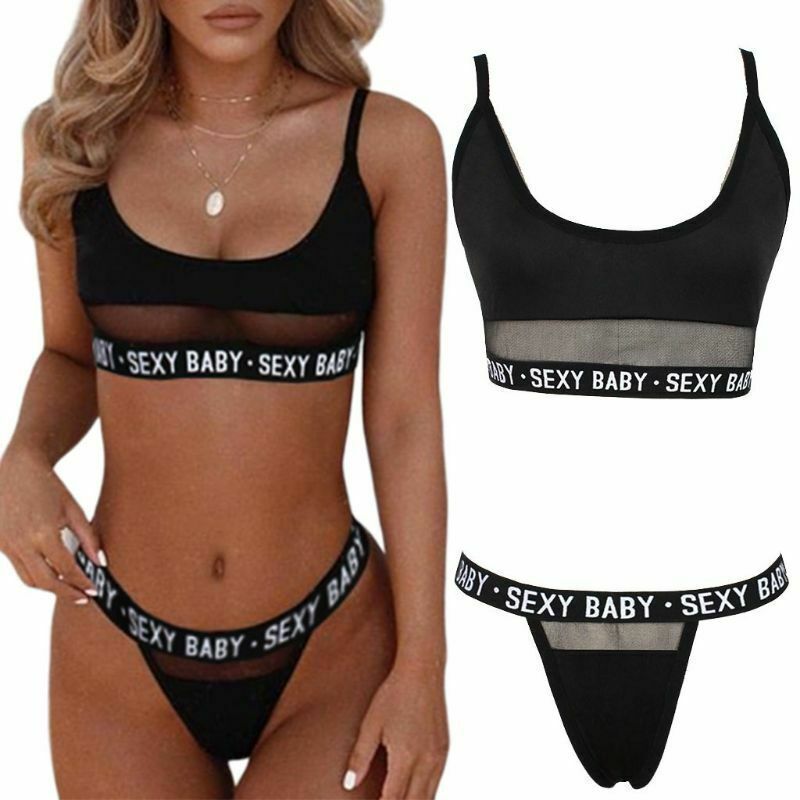 Lace-Up Lettered Cutout Bikini Set