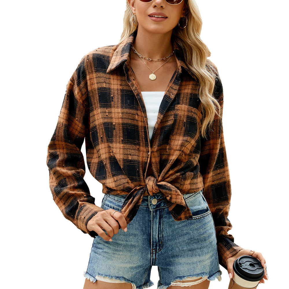 Vintage-Inspired Long Sleeve Plaid Jacket for Women