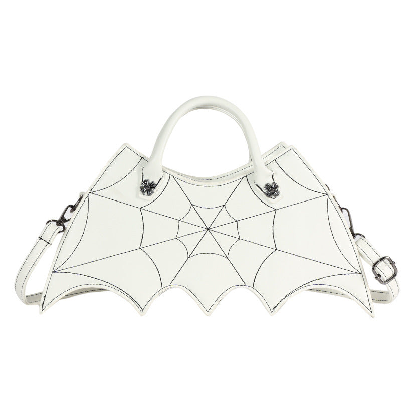 Halloween-Inspired Batgirl Shoulder Bag - Stylish Spider Web Design PU Crossbody Messenger Handbag