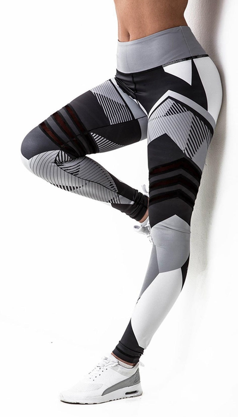 Reflective Print Performance Leggings: Stylish Workout Tights for Women