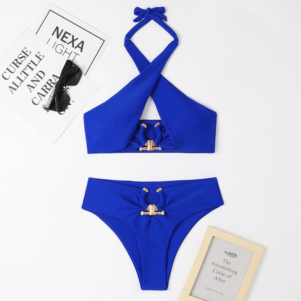 Chic High-Waist Cross-Halterneck Swimsuit for Women