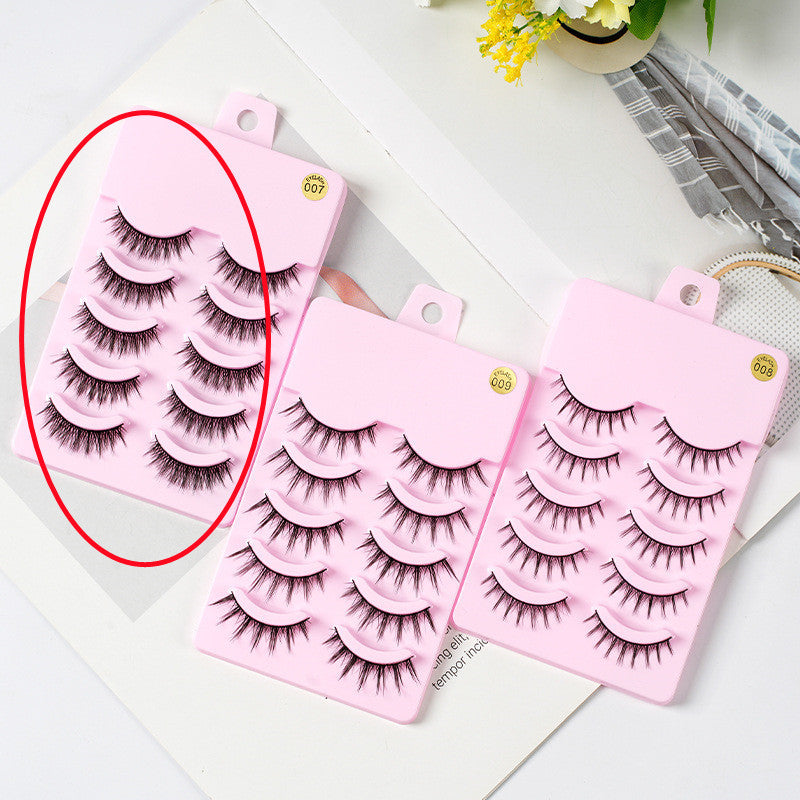 5 Pairs Anime-Inspired Manga Lashes for Cosplay - Natural Wispy Korean Makeup False Eyelashes