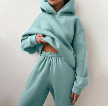 Stylish Women's Hooded Sweater and Tracksuit Set