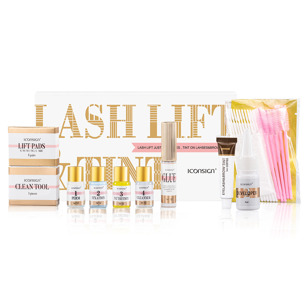 Lash Lift and Tint Kit for Eyelashes and Eyebrows - ICONSIGN Perm and Dye Set for DIY Beauty