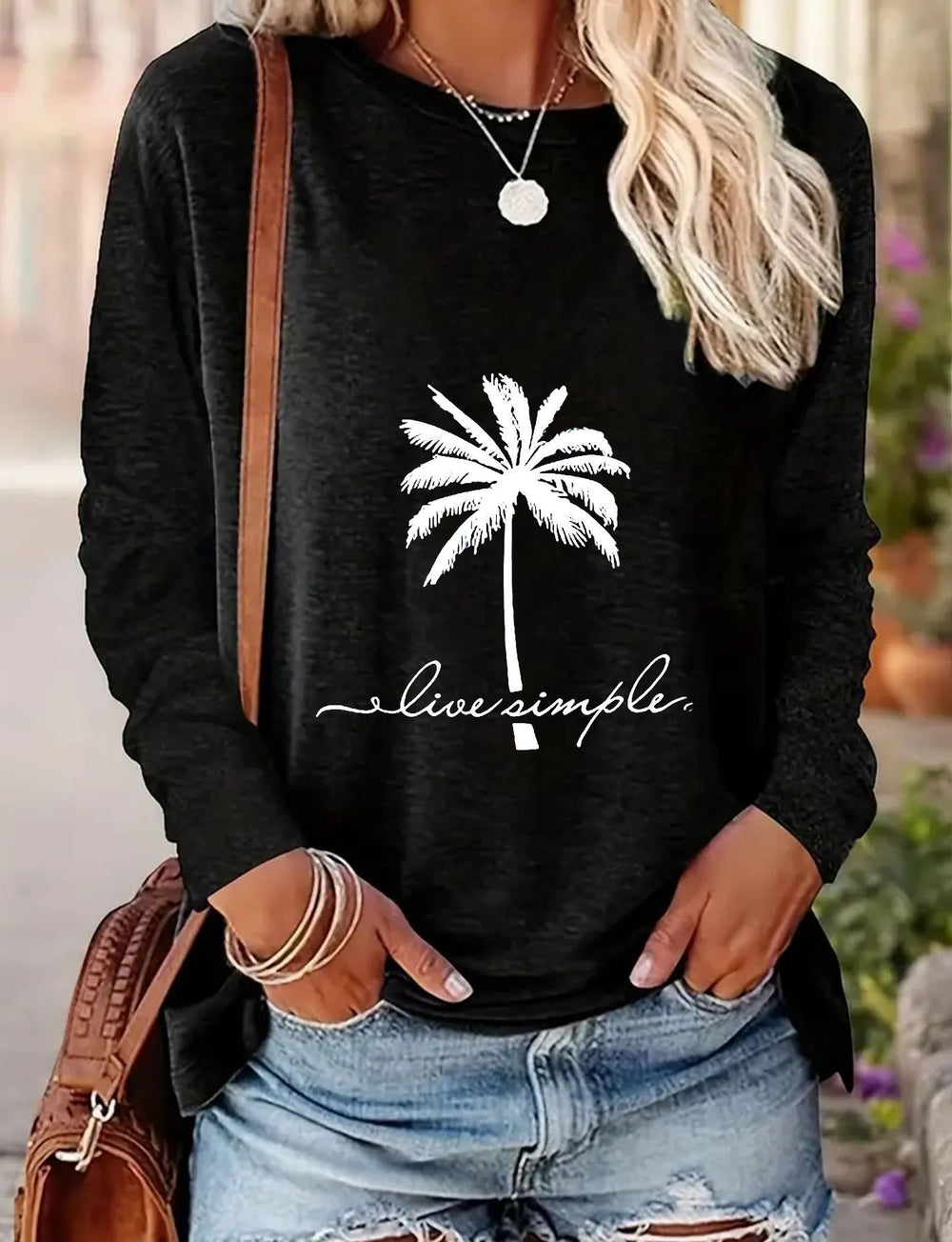 Women's Relaxed Fit Long-Sleeve Tee for Spring and Autumn