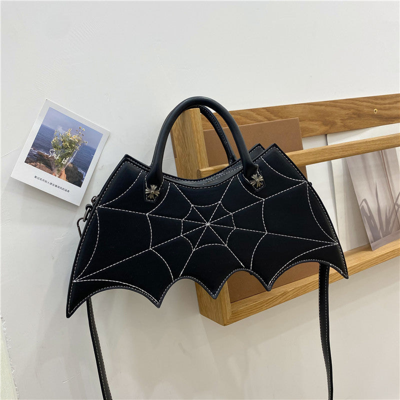 Von Halloween inspirierte Batgirl-Umhängetasche – Stilvolle Umhängetasche aus PU im Spinnennetz-Design