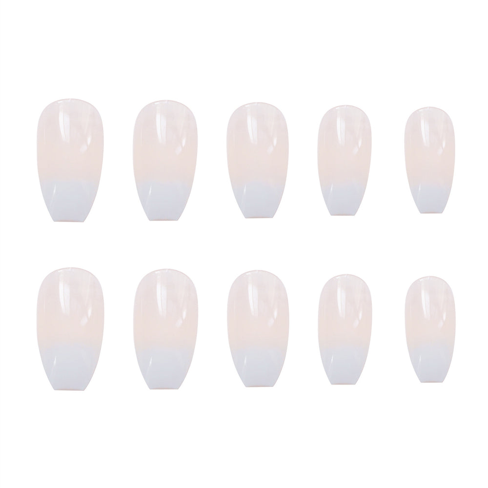 Fashionable Ballet White Gradient False Nail Patch Set