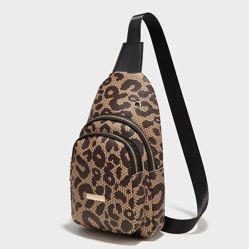 Leopard Print Women's Crossbody Shoulder Bag for Fashionable Sports and Casual Outings