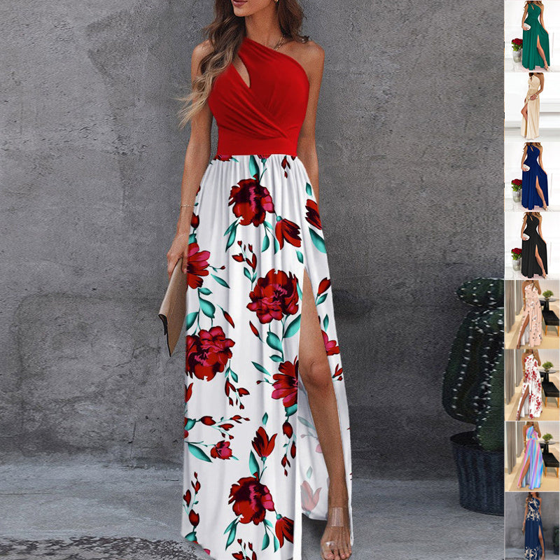 Floral Print Asymmetric Long Dress - Chic Women's Summer Apparel