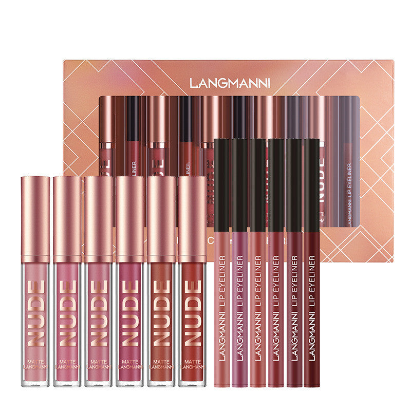 12-Piece Matte Lipstick and Lip Liner Set - Waterproof, Long-Lasting Beauty Gift for Girls