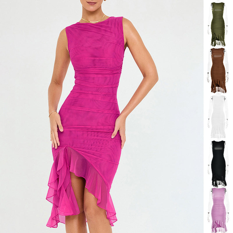 Sommerliches, schickes, ärmelloses, figurbetontes Kleid – elegante Partykleidung für Damen