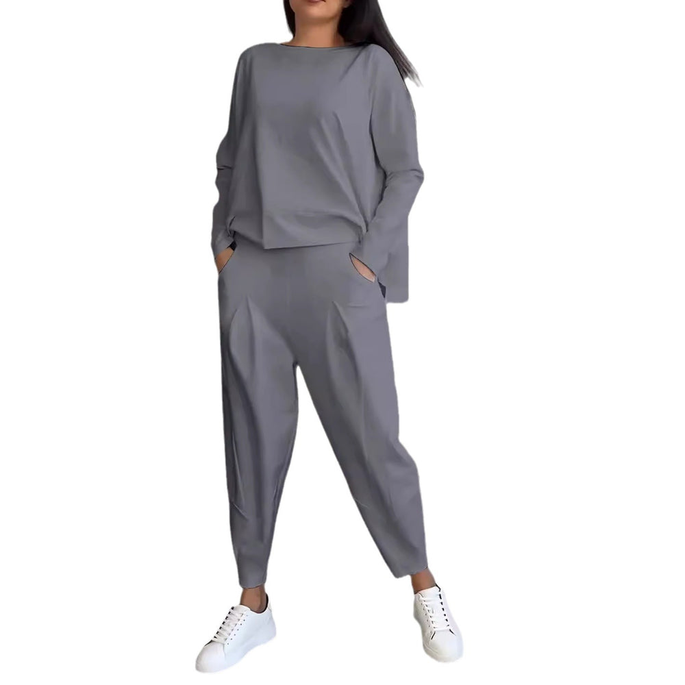 Lässiges Set aus langärmeligem Pullover und Haremshose für Damen im japanischen und koreanischen Stil