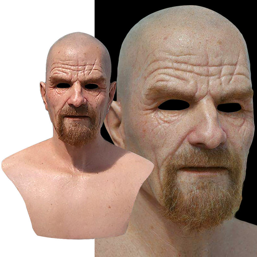 Bald Old Man Latex Mask for Halloween Cosplay and Funny Props