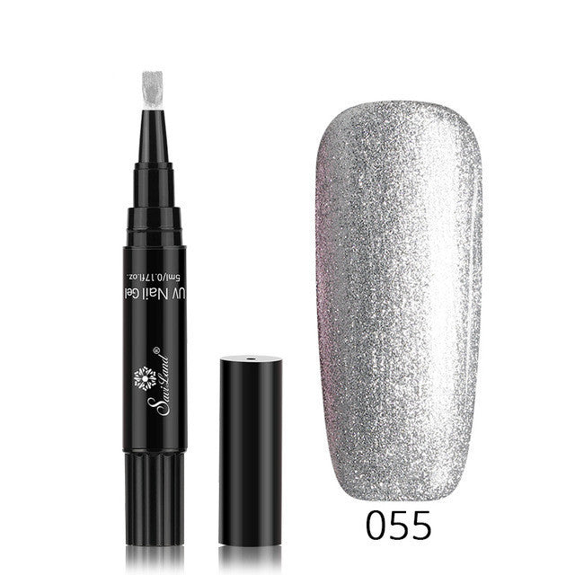 Glitter Gel Nail Art Pen - 3-In-1 Hybrid Polish for Professional Nail Designs