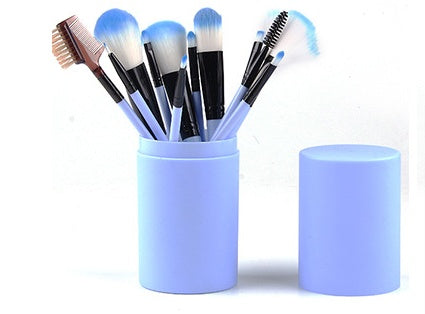 12-teiliges Make-up-Pinsel-Set mit Kunststoffgriffen und Viskoseborsten