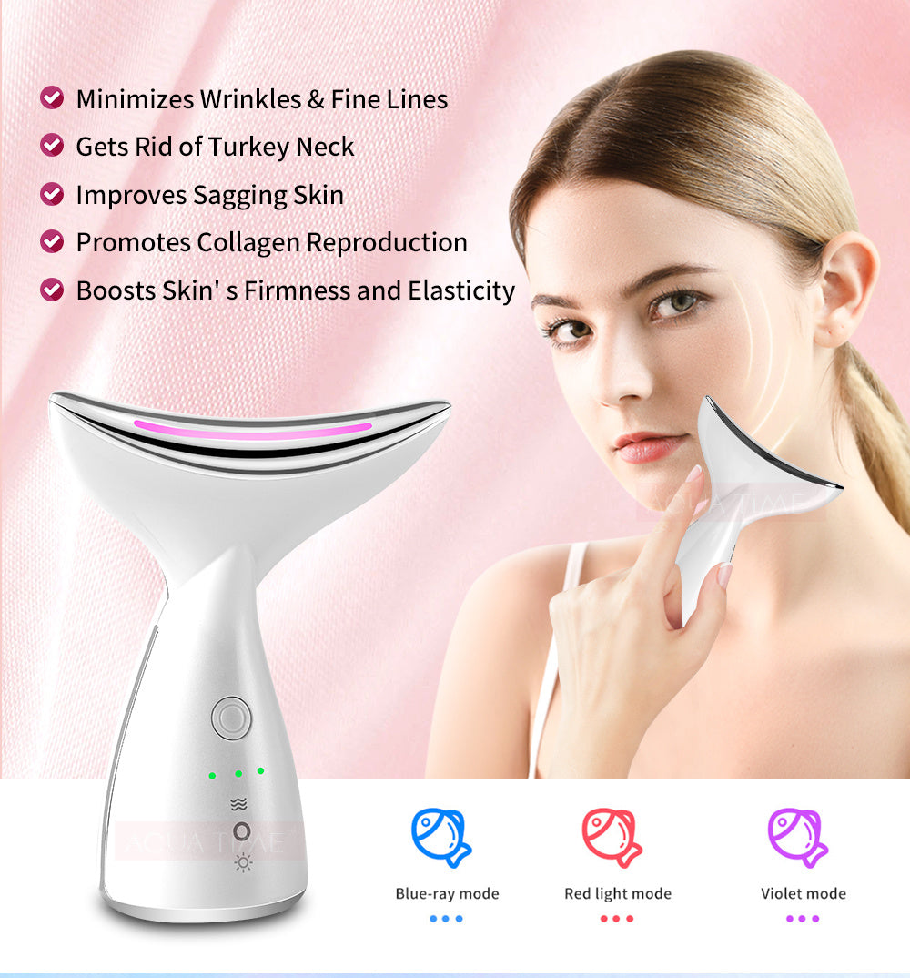 Enhanced EMS Neck and Face Beauty Device with LED Photon Therapy - Skin Tightening and Lifting Tool for Double Chin Removal and Face Lift