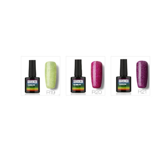 Rainbow UV-Gel-Nagellack-Set von Rosalind – ungiftiges, langanhaltendes Phototherapiesystem