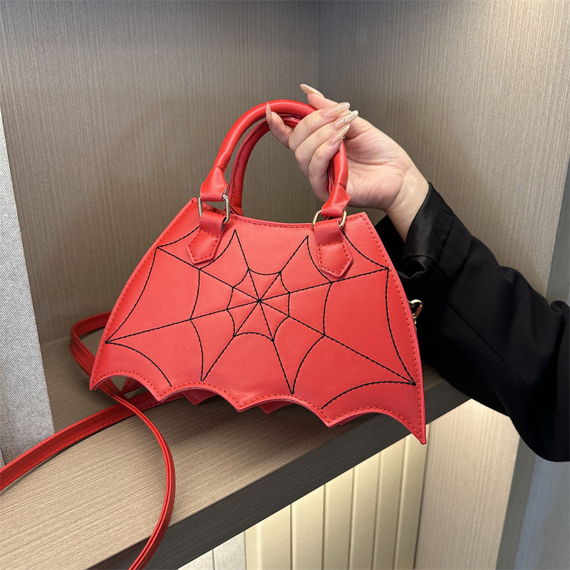 Halloween-inspirierte Umhängetasche mit Spinnennetz - Stilvolle Damen-Schulterhandtasche mit Griff