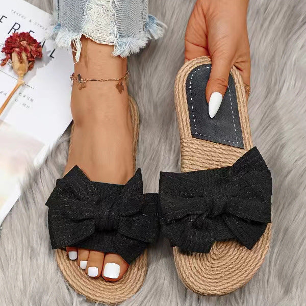 Chic Bow Detail Slip-On Sandals