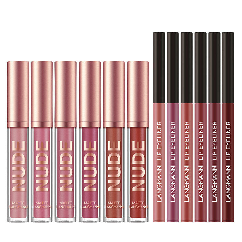 12-Piece Matte Lipstick and Lip Liner Set - Waterproof, Long-Lasting Beauty Gift for Girls