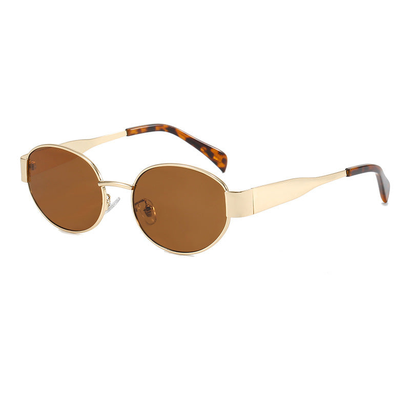 Retro Metal Oval Sunglasses with Customizable Frame Options