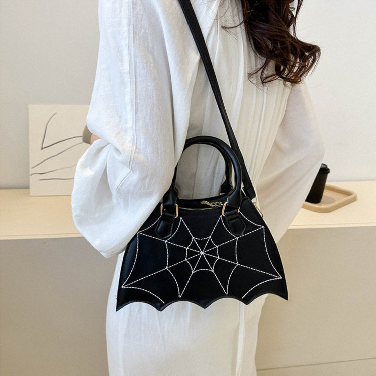 Borsa a tracolla a forma di ragnatela ispirata ad Halloween - Elegante borsa a tracolla da donna con manico