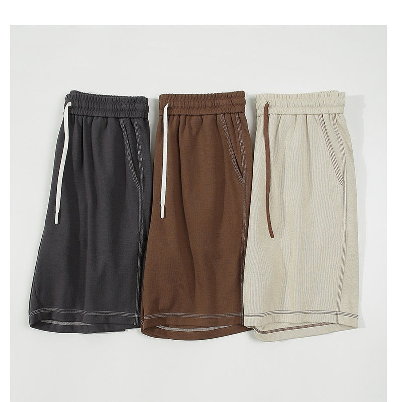 Knitted Cropped Sweatpants Handsome Vertical Casual Shorts