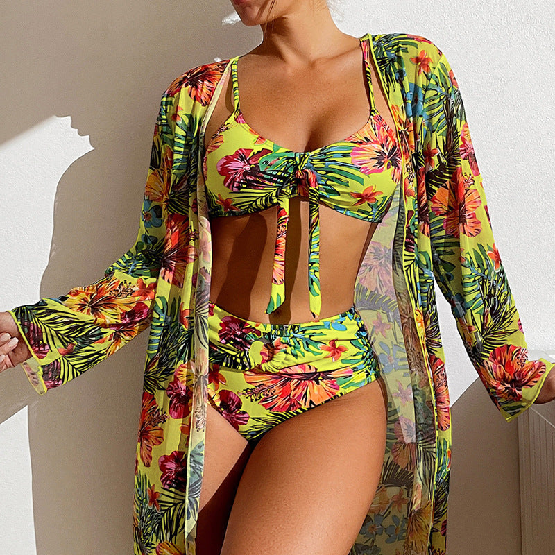 Elegant Three-Piece Long Sleeve Swimwear Set