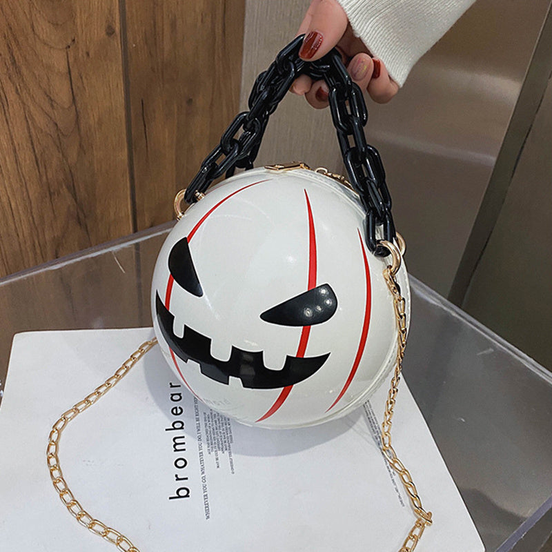 Whimsical Halloween Pumpkin Ball Handbags with Chain - Fun Shoulder Bags for Kids and Women