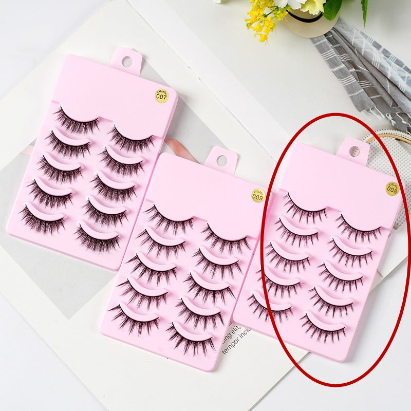 5 Pairs Anime-Inspired Manga Lashes for Cosplay - Natural Wispy Korean Makeup False Eyelashes