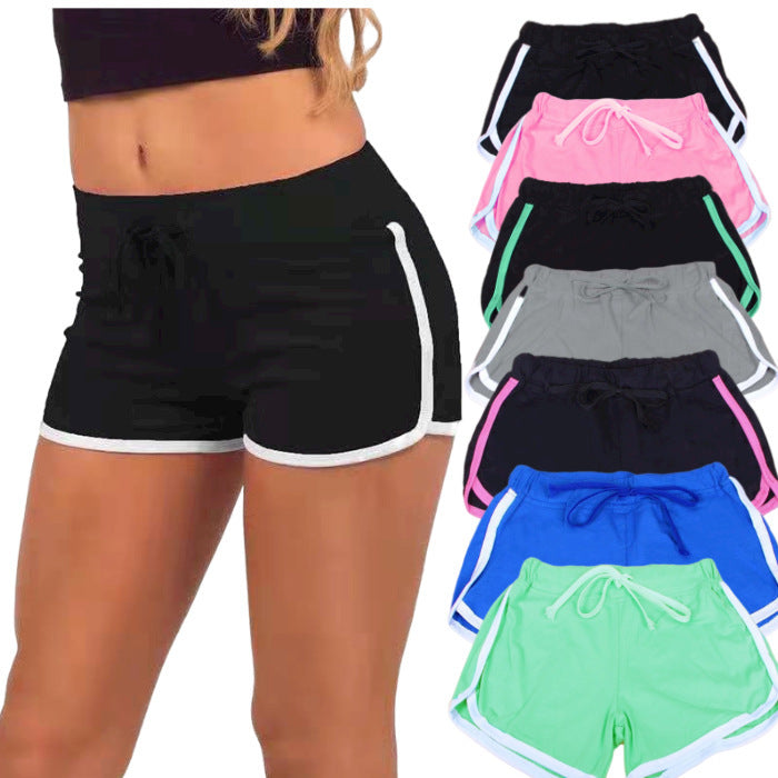 Yoga Fitness Sportshorts aus Baumwolle mit Kordelzug