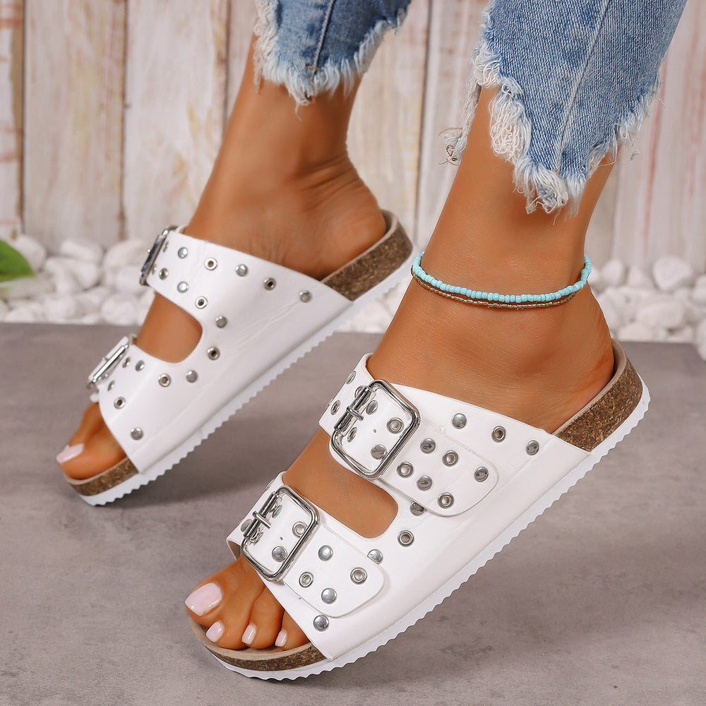 Plus Size Women's Casual Thick-Soled Beach Shoes with Belt Buckle