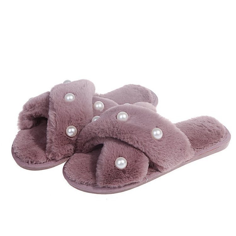 Cozy Pearl-Embellished Slippers for Women - Indoor and Outdoor Comfort