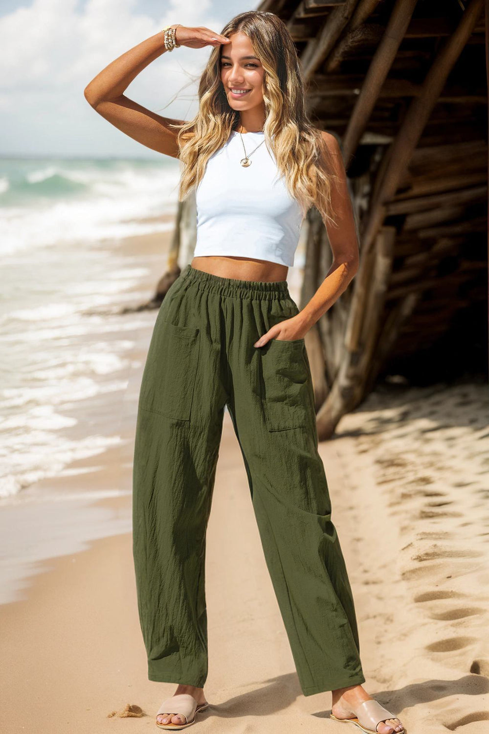 Stylish Women's Cotton-Linen Vacation Casual Straight-Leg Pants