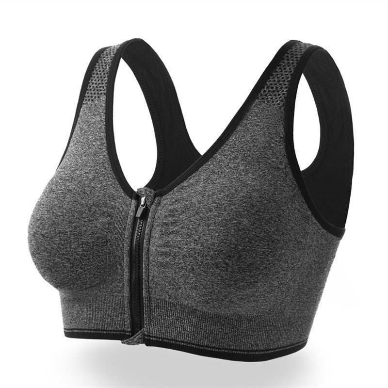 Front Zip Sports Bra with Underwire - Shockproof & Breathable Yoga Vest Women's Running Top