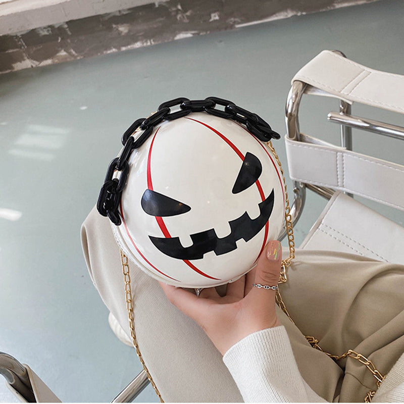 Whimsical Halloween Pumpkin Ball Handbags with Chain - Fun Shoulder Bags for Kids and Women