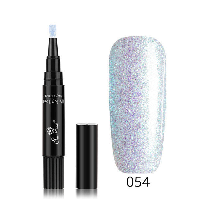 Glitter Gel Nail Art Pen - 3-In-1 Hybrid Polish for Professional Nail Designs