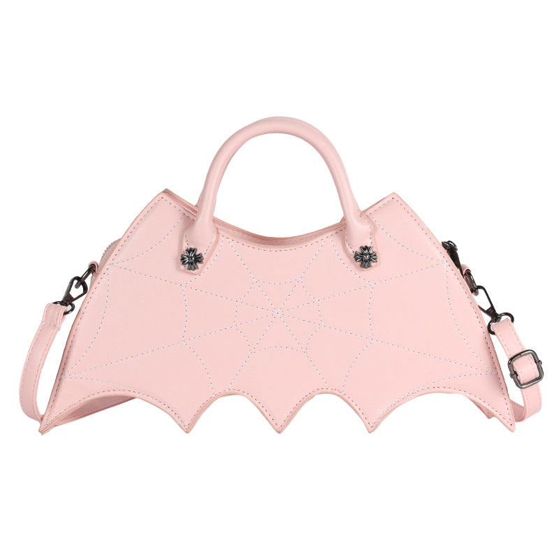 Halloween-Inspired Batgirl Shoulder Bag - Stylish Spider Web Design PU Crossbody Messenger Handbag