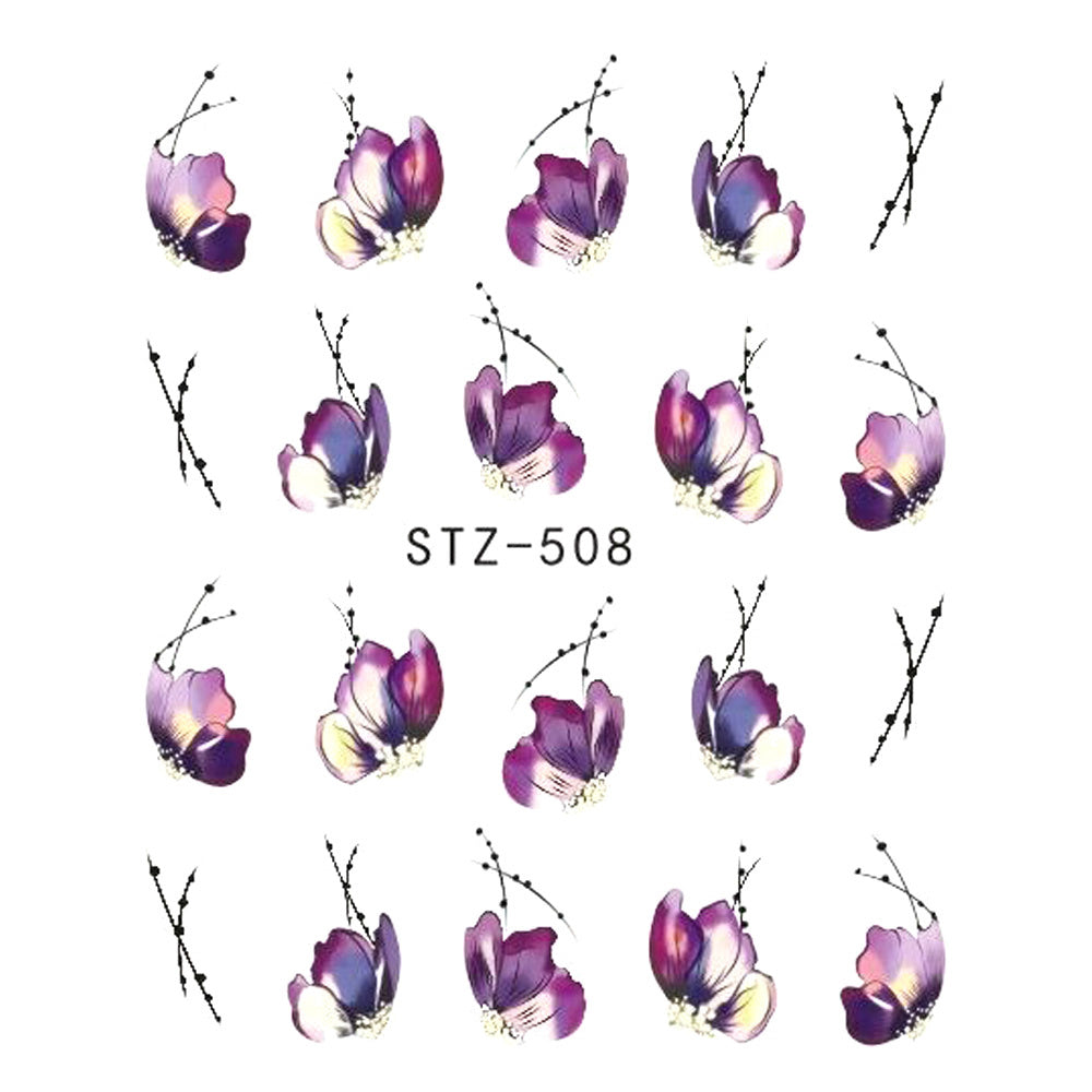 Butterfly and Floral Nail Art Water Transfer Decal Stickers - Creative Manicure Set