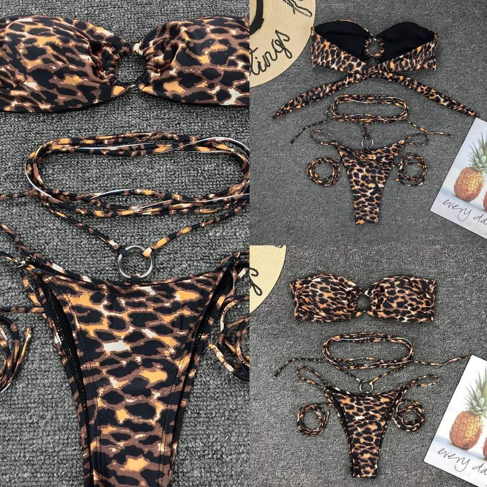 Wild Leopard Pattern Swimwear Set