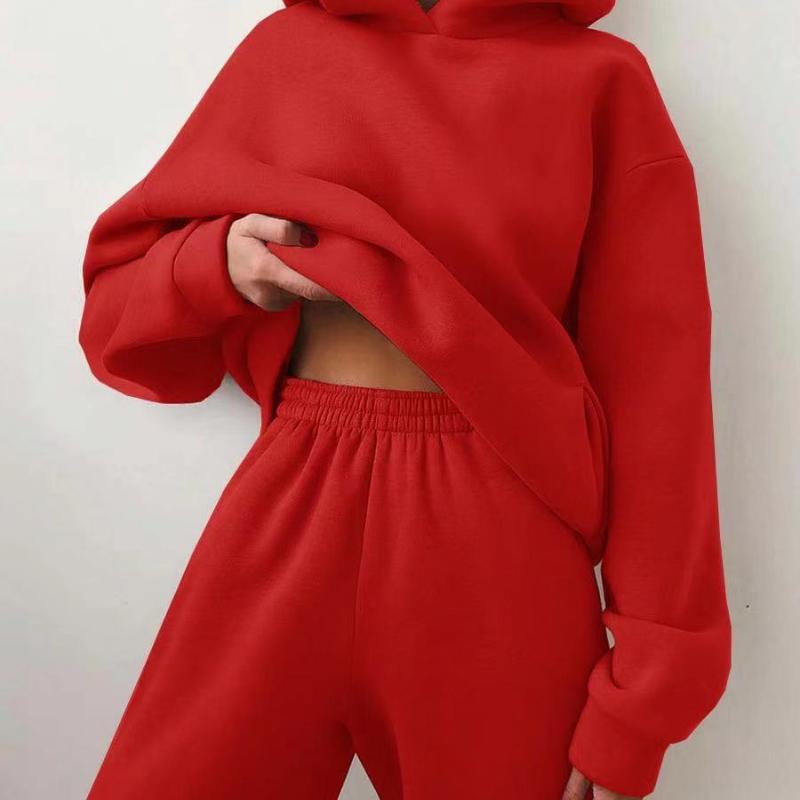 Stylish Women's Hooded Sweater and Tracksuit Set