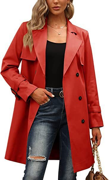 Chic Double Breasted Casual Trench Coat for Women – Autumn Fashion in Multiple Colors