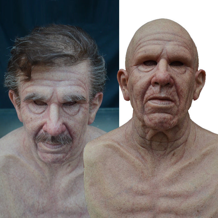 Bald Old Man Latex Mask for Halloween Cosplay and Funny Props