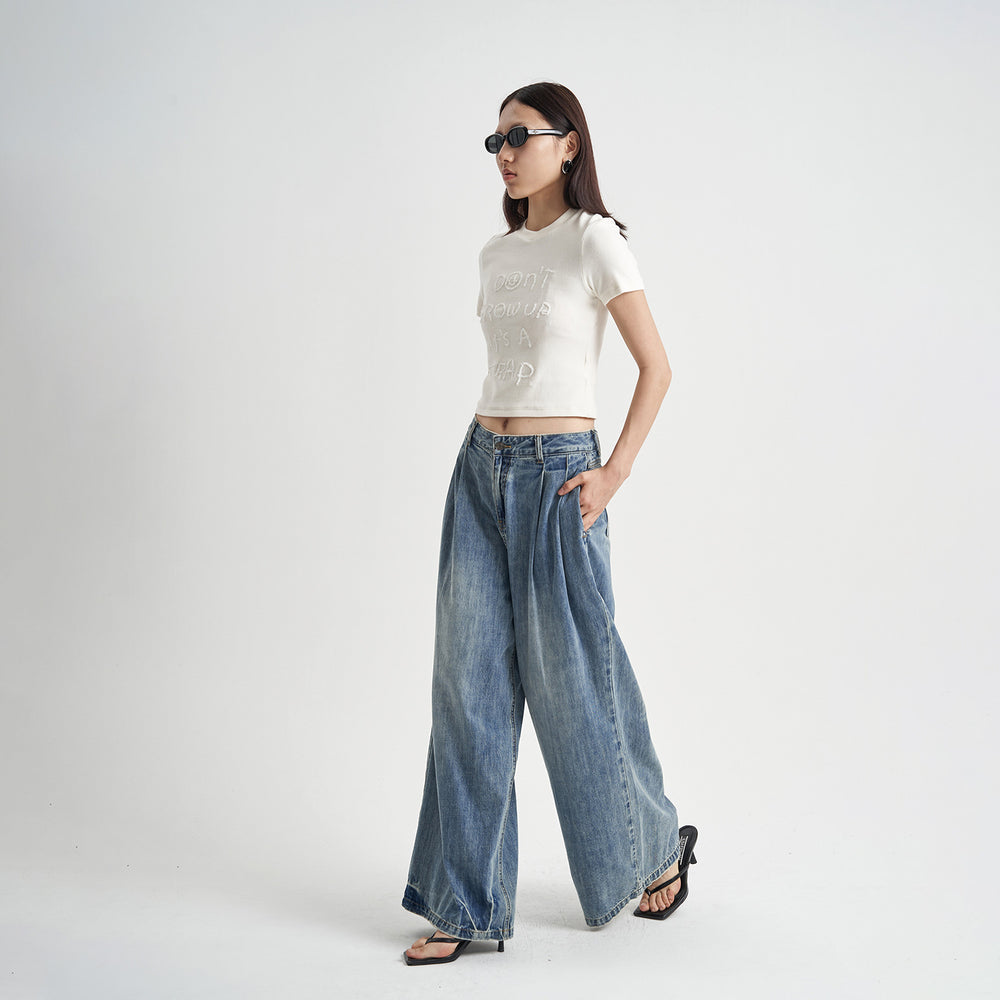 Women's Autumn New Loose Washed-out Jeans