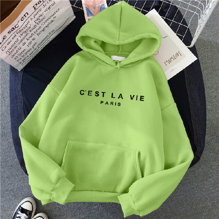 Casual Hooded Sweatshirt for Students with Letter Graphics - Versatile Sports Top