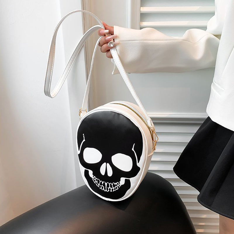 Whimsical Skull Messenger Bag for Kids and Couples - Waterproof and Anti-Theft Outdoor Shoulder Bag