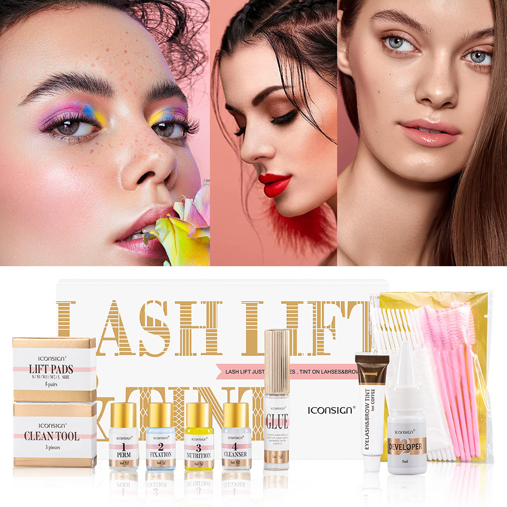 Lash Lift and Tint Kit for Eyelashes and Eyebrows - ICONSIGN Perm and Dye Set for DIY Beauty