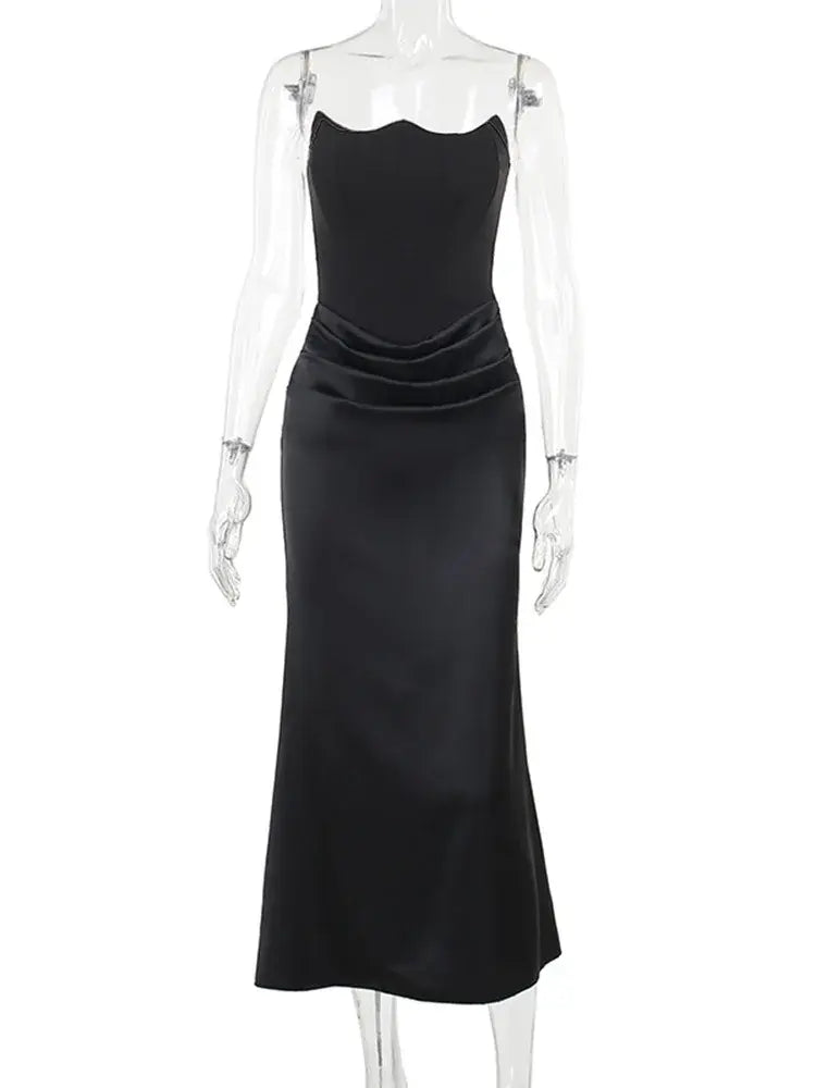 Glamorous Strapless Black Party Dress